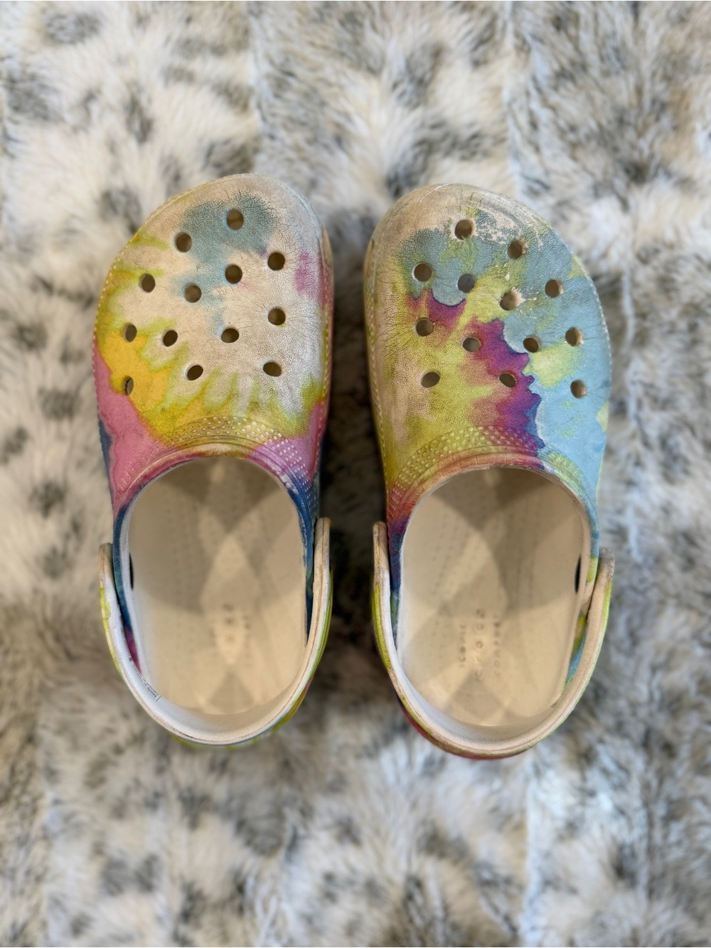 Crocs Kids Classic Multicolor Tie Dye Graphic Clog Shoes, Size C12
